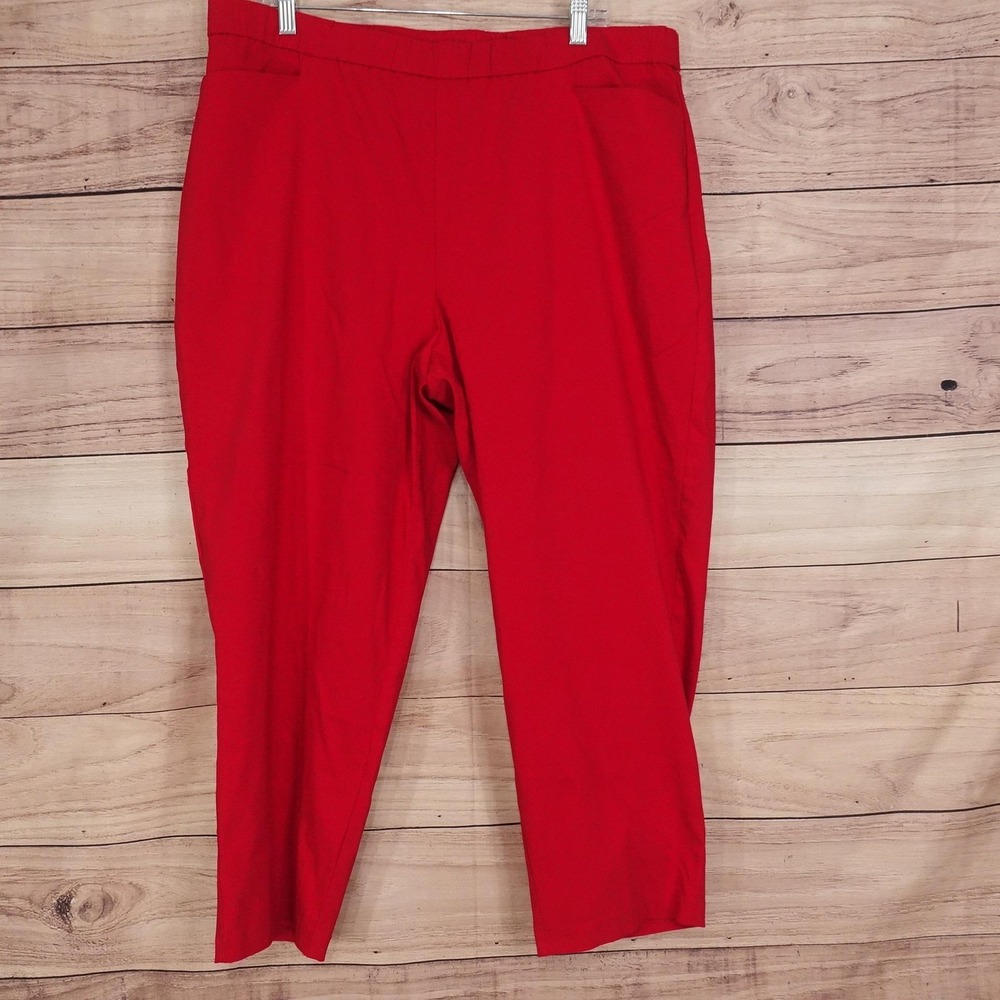 Susan Graver Pants Womens‎ 20W Red Ponte Ankle Pull On Stretch Pockets 38x24.5